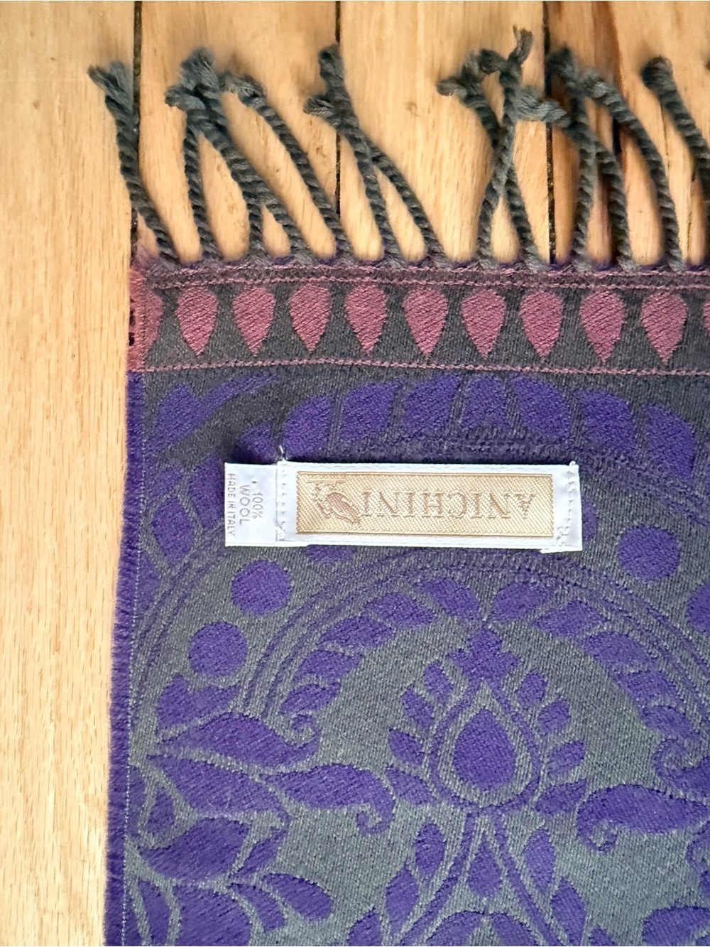 Women’s Purple & Brown Paisley Fringe Wrap Shawl scarf - Picture 3 of 3